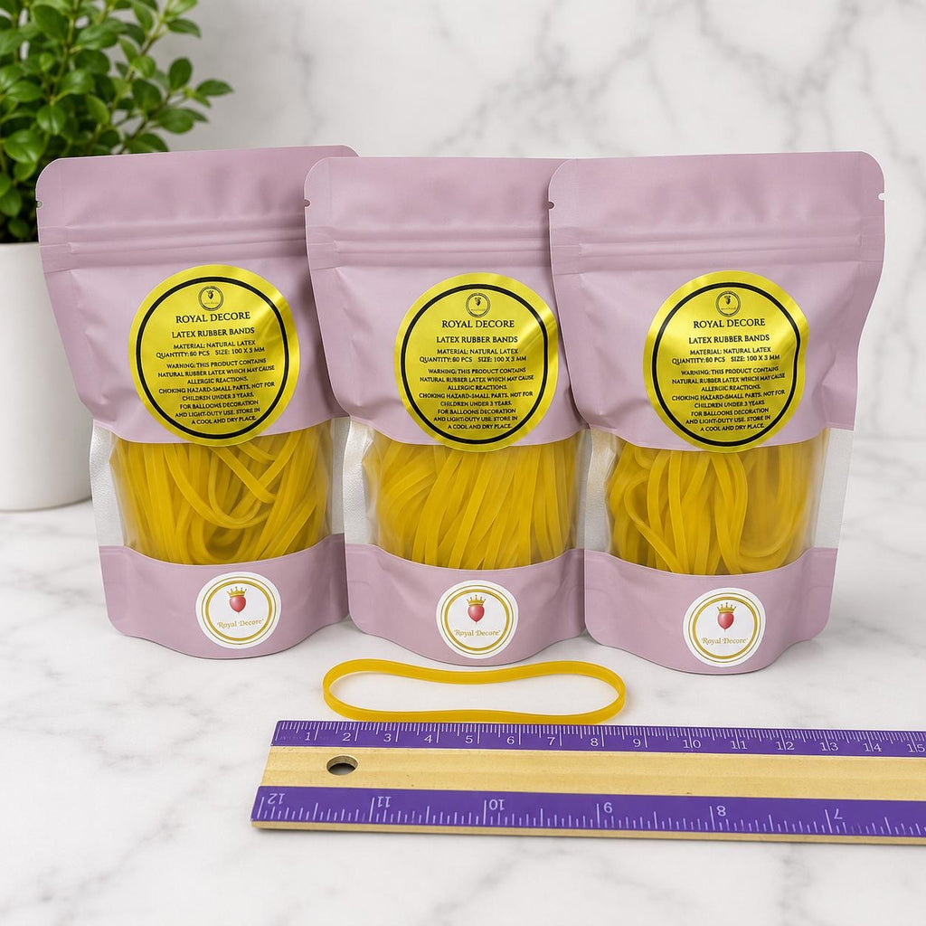 Natural Latex Rubber Bands for Balloon Decorations, Yellow, 100 x 3 mm, 80 Pieces