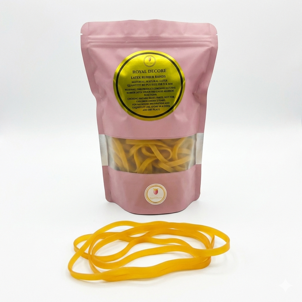 Natural latex rubber bands for balloons (150 x 6 mm) pack of 80