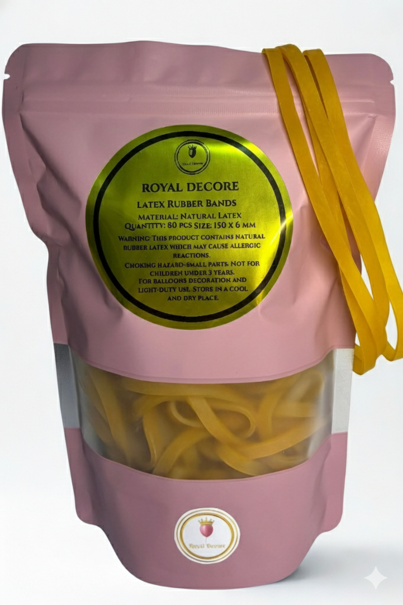 Natural latex rubber bands for balloons (150 x 6 mm) pack of 80