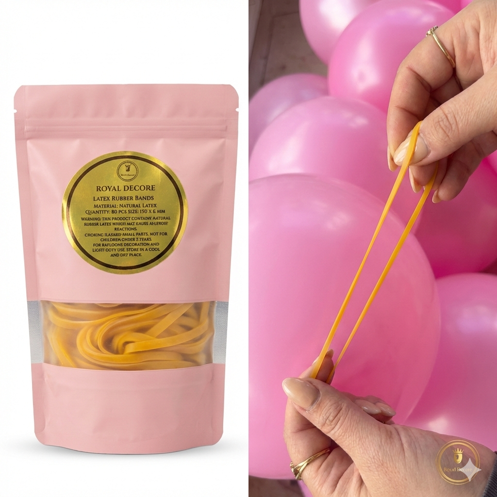 Natural latex rubber bands for balloons (150 x 6 mm) pack of 80