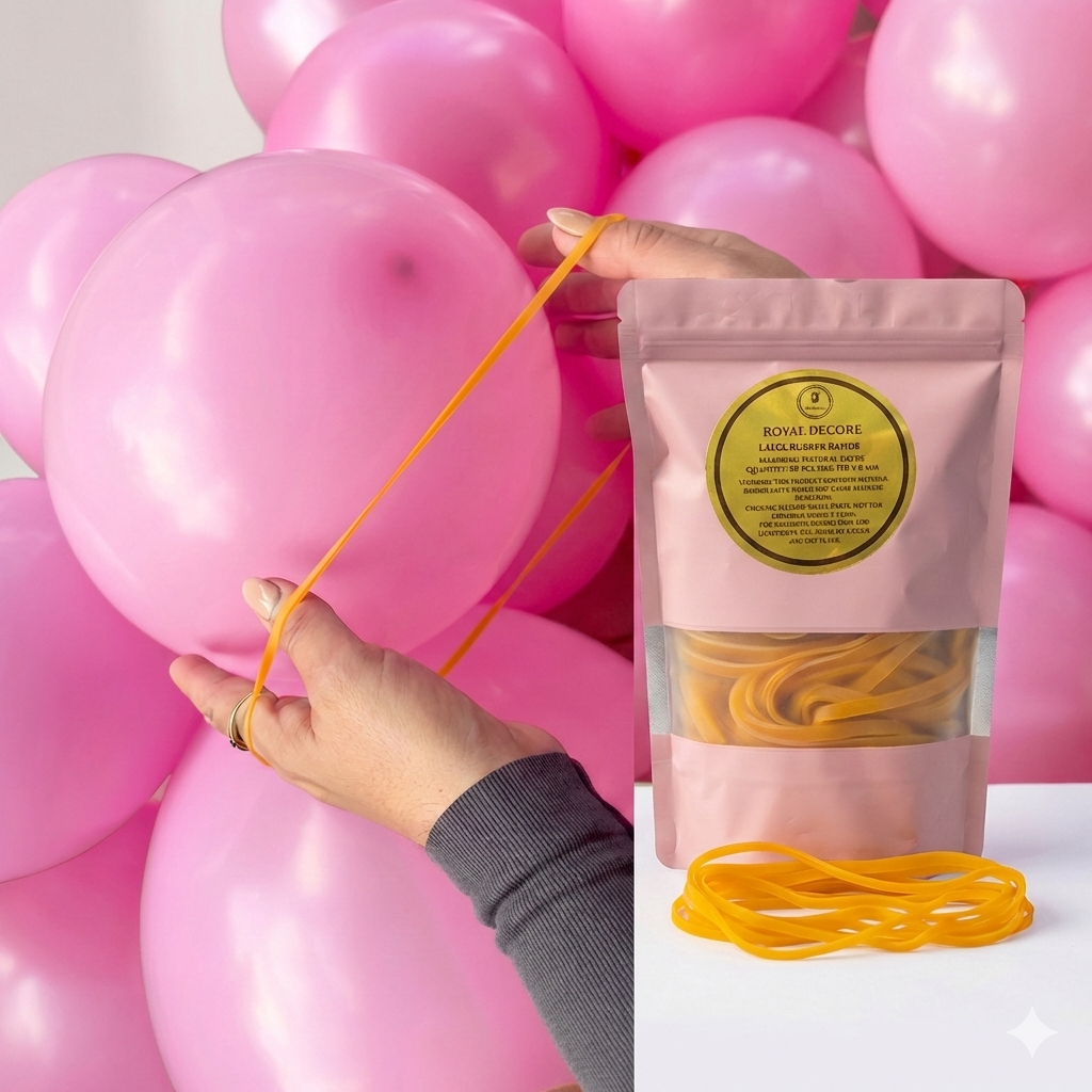 Natural latex rubber bands for balloons (150 x 6 mm) pack of 80