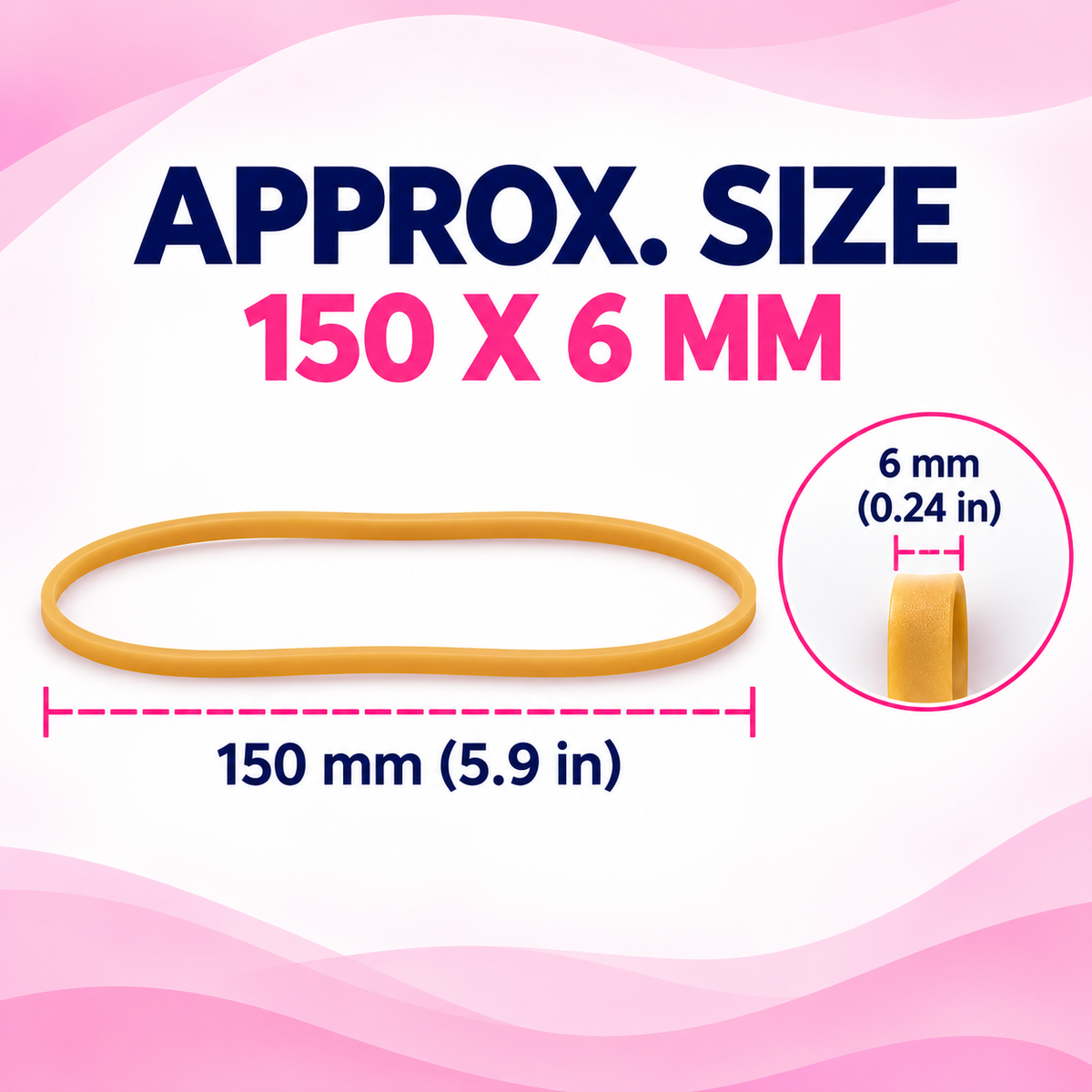 Natural latex rubber bands for balloons (150 x 6 mm) pack of 80
